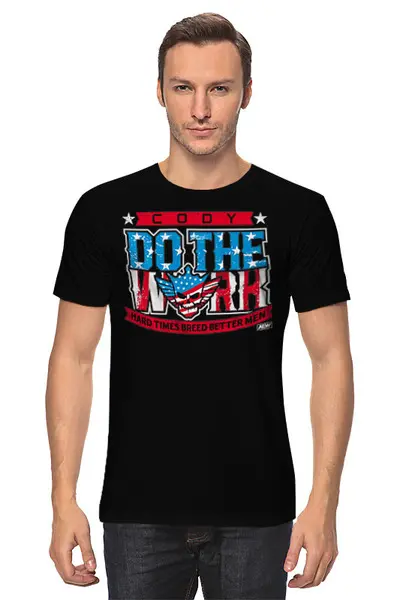 Заказать мужскую футболку в Москве. Футболка классическая Мерч Cody Rhodes от Виталий Пешков - готовые дизайны и нанесение принтов.