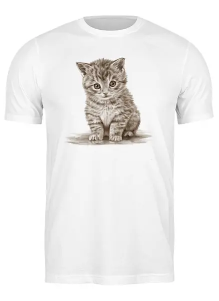 Заказать мужскую футболку в Москве. Футболка классическая Милый котёнок от Leichenwagen - готовые дизайны и нанесение принтов.