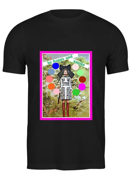 Заказать мужскую футболку в Москве. Футболка классическая Be happy and smile от Artworks by D - готовые дизайны и нанесение принтов.