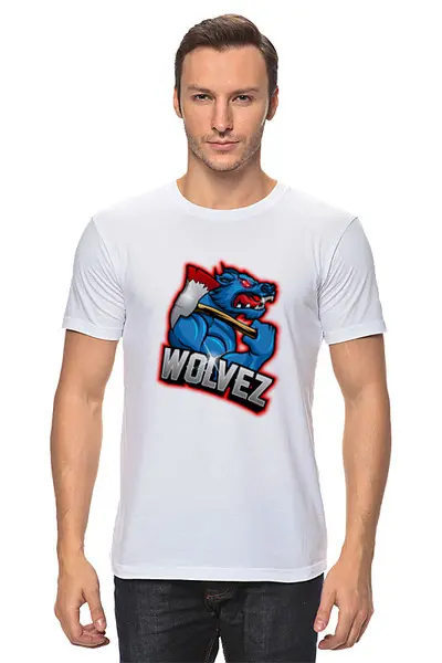 Заказать мужскую футболку в Москве. Футболка классическая Wolvez от THE_NISE  - готовые дизайны и нанесение принтов.