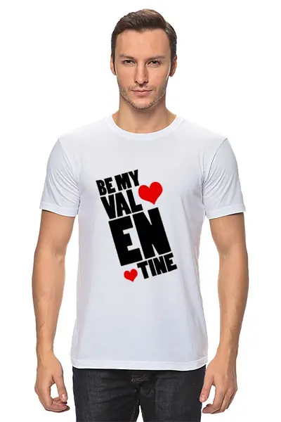 Заказать мужскую футболку в Москве. Футболка классическая Be my Valentine                    от Savara - готовые дизайны и нанесение принтов.