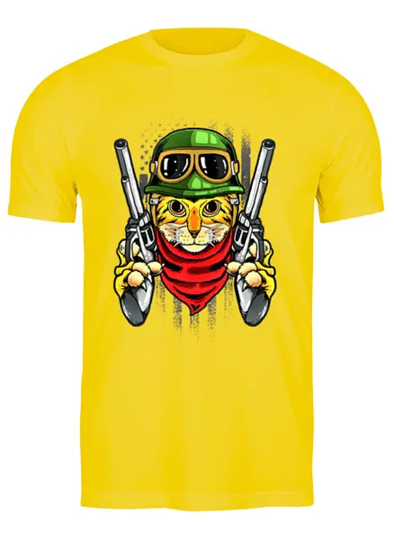 Заказать мужскую футболку в Москве. Футболка классическая Кот с пистолетами  от Print design  - готовые дизайны и нанесение принтов.