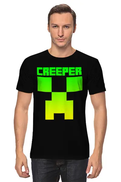 Заказать мужскую футболку в Москве. Футболка классическая MINECRAFT CREEPER от vista12761@rambler.ru - готовые дизайны и нанесение принтов.