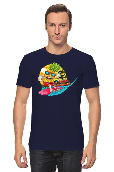Заказать мужскую футболку в Москве. Футболка классическая Hello Summer  от Print design  - готовые дизайны и нанесение принтов.