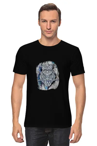 Заказать мужскую футболку в Москве. Футболка классическая Doodle Owl от ArtBYtik - готовые дизайны и нанесение принтов.