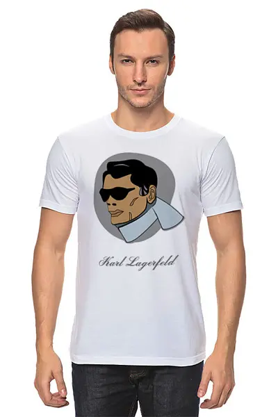 Заказать мужскую футболку в Москве. Футболка классическая Портрет Karl Lagerfeld  от Татьяна Голованова - готовые дизайны и нанесение принтов.