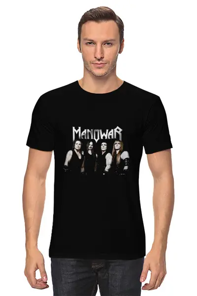 Заказать мужскую футболку в Москве. Футболка классическая Manowar band от Денис - готовые дизайны и нанесение принтов.