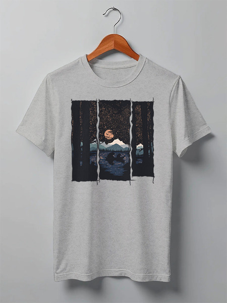 Заказать мужскую футболку в Москве. Футболка классическая Night Lake от oneredfoxstore@gmail.com - готовые дизайны и нанесение принтов.