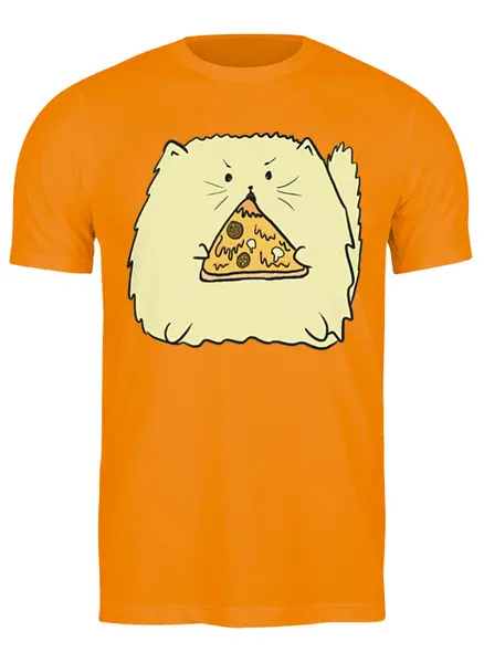 Заказать мужскую футболку в Москве. Футболка классическая Pizzacat от oneredfoxstore@gmail.com - готовые дизайны и нанесение принтов.