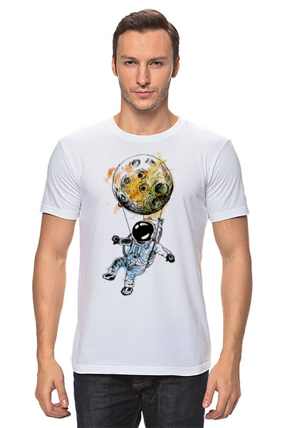 Заказать мужскую футболку в Москве. Футболка классическая планета,звезда,космос. от queen  - готовые дизайны и нанесение принтов.