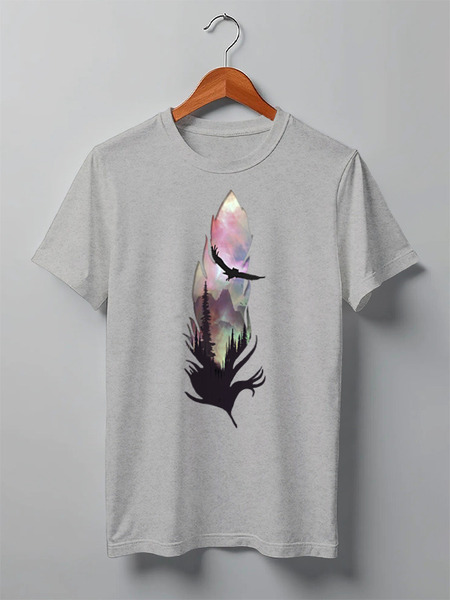 Заказать мужскую футболку в Москве. Футболка классическая Owl Feather от oneredfoxstore@gmail.com - готовые дизайны и нанесение принтов.