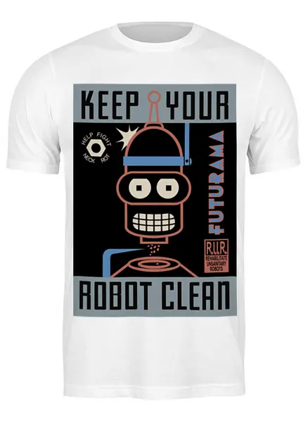 Заказать мужскую футболку в Москве. Футболка классическая Keep your Robot Clean от maters - готовые дизайны и нанесение принтов.