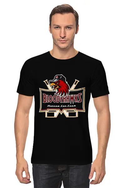 Заказать мужскую футболку в Москве. Футболка классическая BloodyHawks от Рустам Юсупов - готовые дизайны и нанесение принтов.