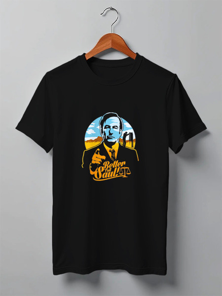 Заказать мужскую футболку в Москве. Футболка классическая Better call Saul от coolmag - готовые дизайны и нанесение принтов.