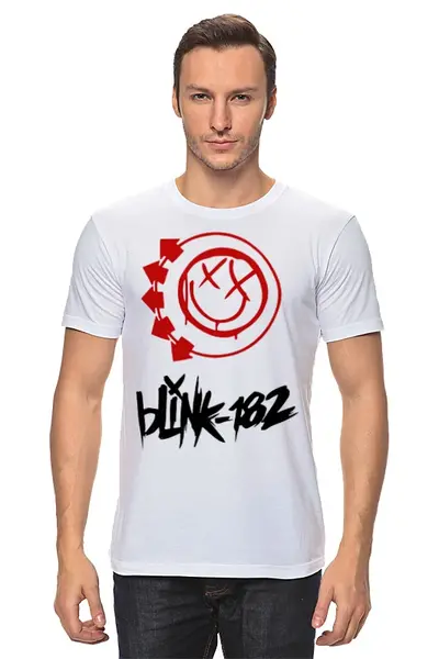 Заказать мужскую футболку в Москве. Футболка классическая blink-182 red logo от slider - готовые дизайны и нанесение принтов.