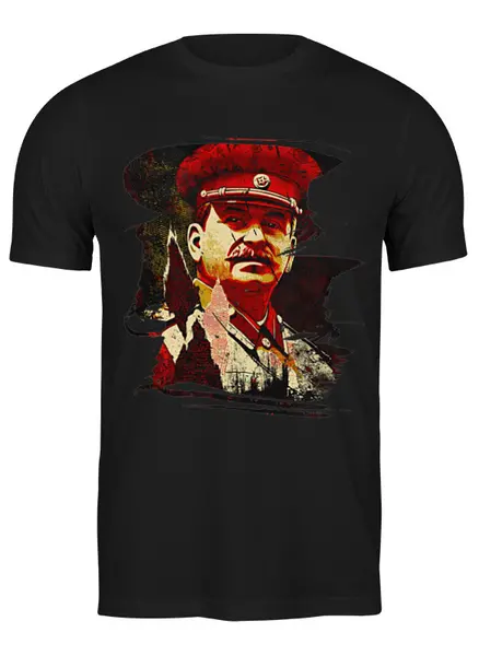 Заказать мужскую футболку в Москве. Футболка классическая И.В.Сталин от ПРИНТЫ ПЕЧАТЬ  - готовые дизайны и нанесение принтов.