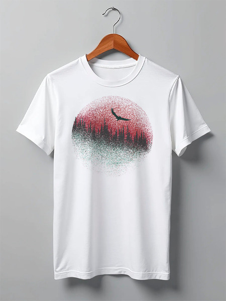 Заказать мужскую футболку в Москве. Футболка классическая Owl and Forest от oneredfoxstore@gmail.com - готовые дизайны и нанесение принтов.