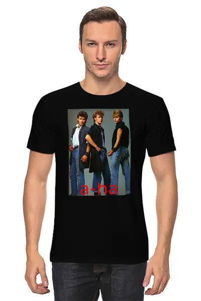 Заказать мужскую футболку в Москве. Футболка классическая Группа A-ha  от T-shirt print  - готовые дизайны и нанесение принтов.
