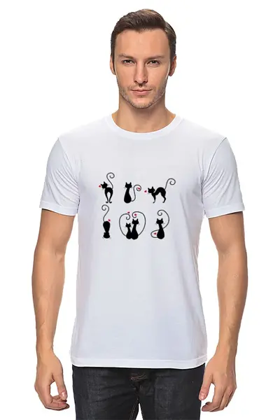 Заказать мужскую футболку в Москве. Футболка классическая Кошки 8 от Виктор Гришин - готовые дизайны и нанесение принтов.