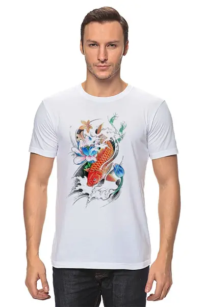 Заказать мужскую футболку в Москве. Футболка классическая Китайский карп от Виктор Гришин - готовые дизайны и нанесение принтов.