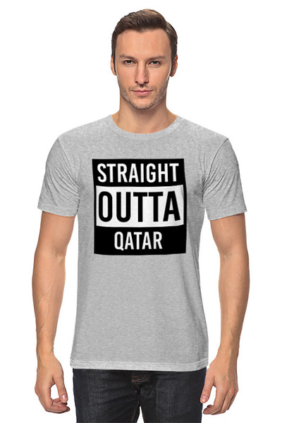 Заказать мужскую футболку в Москве. Футболка классическая Прямиком из Катара от skynatural - готовые дизайны и нанесение принтов.