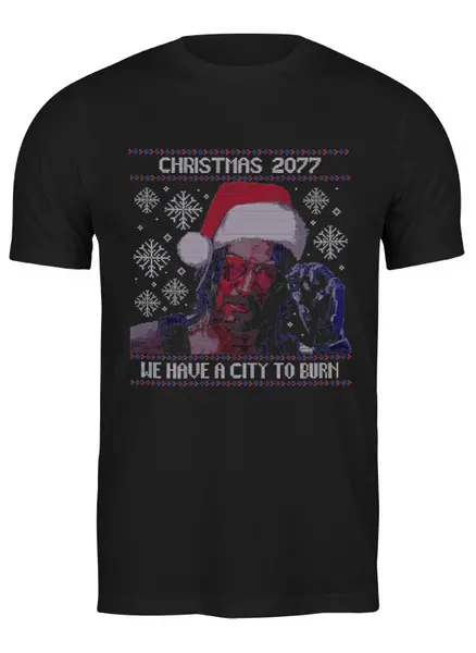 Заказать мужскую футболку в Москве. Футболка классическая Рождество с Киану от T-shirt print  - готовые дизайны и нанесение принтов.