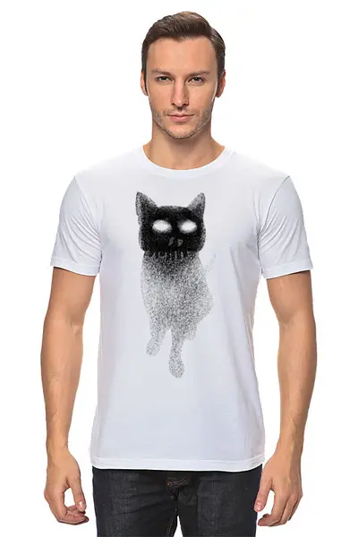 Заказать мужскую футболку в Москве. Футболка классическая Skull Cat от oneredfoxstore@gmail.com - готовые дизайны и нанесение принтов.