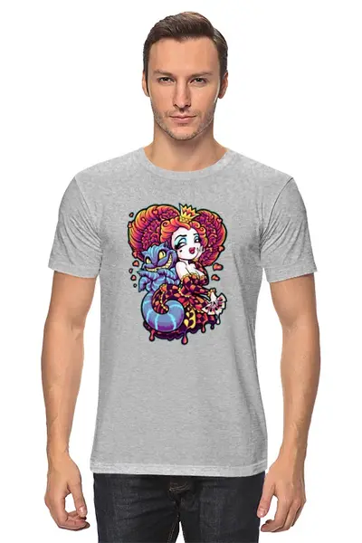 Заказать мужскую футболку в Москве. Футболка классическая Алиса с котом от ПРИНТЫ ПЕЧАТЬ  - готовые дизайны и нанесение принтов.