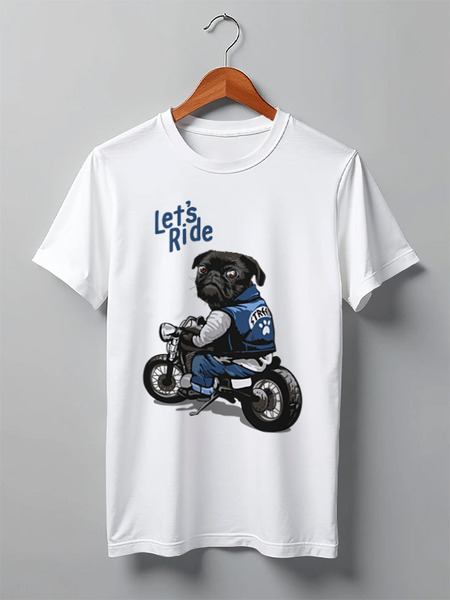 Заказать мужскую футболку в Москве. Футболка классическая ✪Lets Ride Pug✪ от balden - готовые дизайны и нанесение принтов.