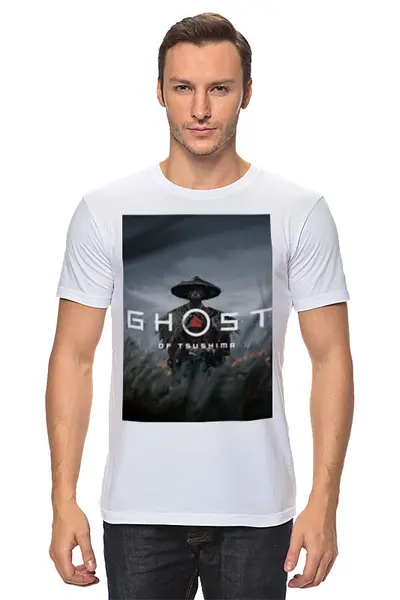 Заказать мужскую футболку в Москве. Футболка классическая Ghost of Tsushima от GeekFox  - готовые дизайны и нанесение принтов.