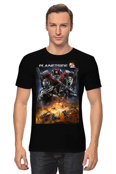 Заказать мужскую футболку в Москве. Футболка классическая Planetside 2 от nedbailo@gmail.com - готовые дизайны и нанесение принтов.