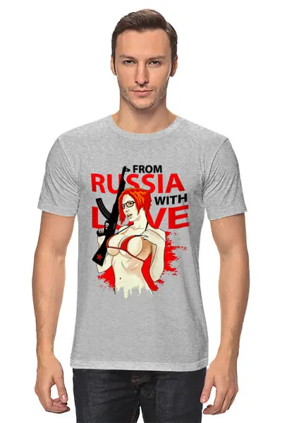 Заказать мужскую футболку в Москве. Футболка классическая Из России с любовью. от acidhouses - готовые дизайны и нанесение принтов.