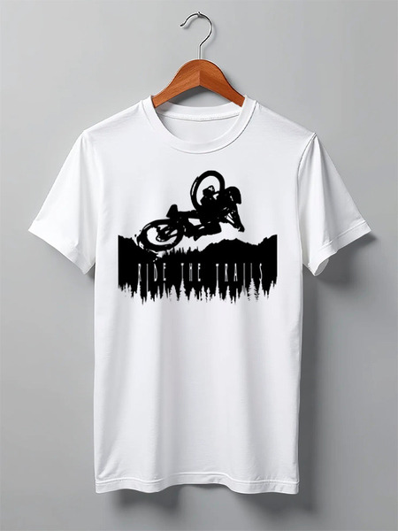 Заказать мужскую футболку в Москве. Футболка классическая Mountain Bike от oneredfoxstore@gmail.com - готовые дизайны и нанесение принтов.