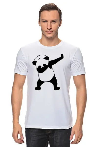 Заказать мужскую футболку в Москве. Футболка классическая Panda dab от cherdantcev - готовые дизайны и нанесение принтов.
