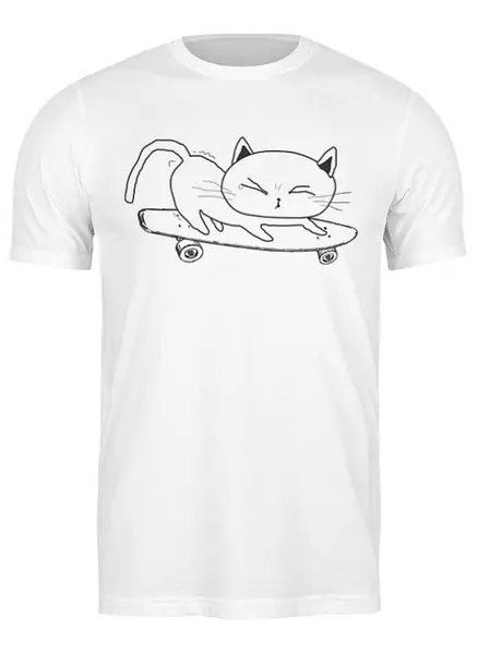 Заказать мужскую футболку в Москве. Футболка классическая Skate Cat от oneredfoxstore@gmail.com - готовые дизайны и нанесение принтов.