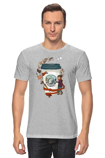 Заказать мужскую футболку в Москве. Футболка классическая Осенний кофе от 4erta - готовые дизайны и нанесение принтов.