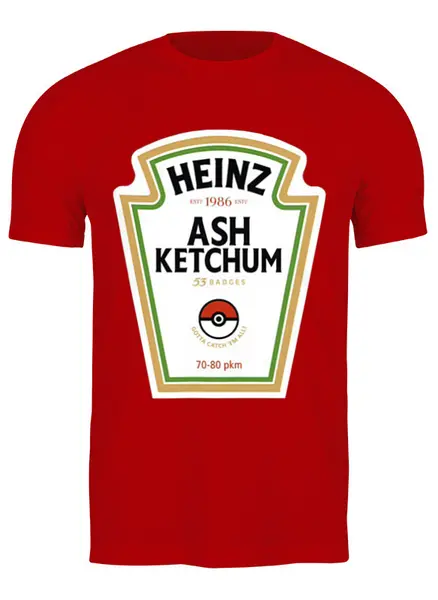 Заказать мужскую футболку в Москве. Футболка классическая Heinz ash Ketchum  от ПРИНТЫ ПЕЧАТЬ  - готовые дизайны и нанесение принтов.
