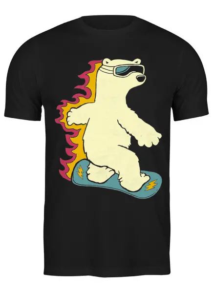 Заказать мужскую футболку в Москве. Футболка классическая Медведь на сноуборде от printik - готовые дизайны и нанесение принтов.