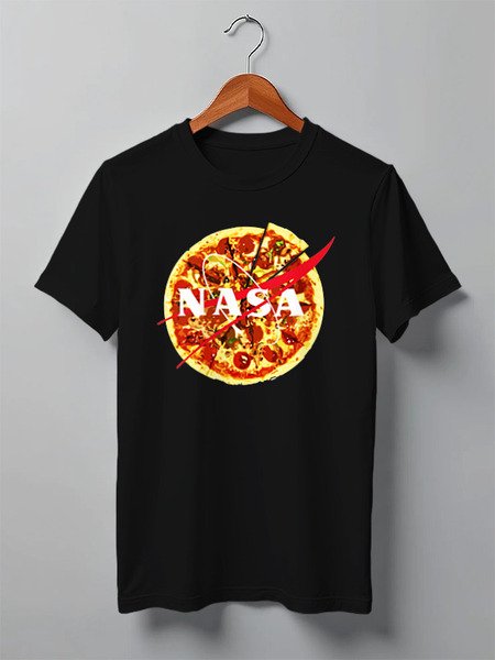 Заказать мужскую футболку в Москве. Футболка классическая NASA pizza от skynatural - готовые дизайны и нанесение принтов.