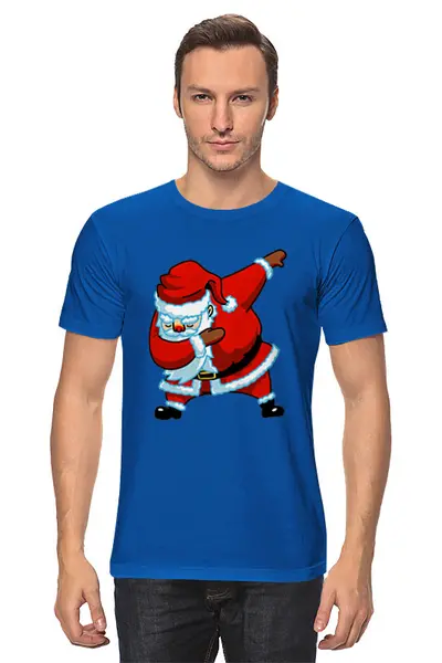 Заказать мужскую футболку в Москве. Футболка классическая Dabbing Santa от skynatural - готовые дизайны и нанесение принтов.