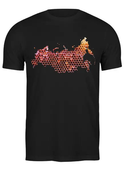 Заказать мужскую футболку в Москве. Футболка классическая Медовая Россия от blagoflow@ya.ru - готовые дизайны и нанесение принтов.