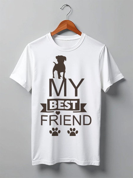 Заказать мужскую футболку в Москве. Футболка классическая My best friend от rybdenis1@mail.ru - готовые дизайны и нанесение принтов.
