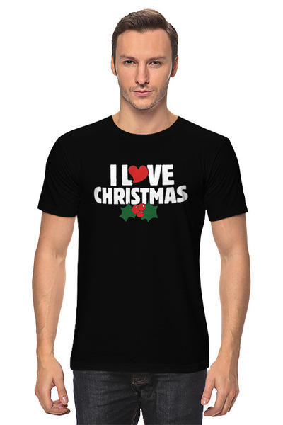 Заказать мужскую футболку в Москве. Футболка классическая Я люблю Рождество от skynatural - готовые дизайны и нанесение принтов.