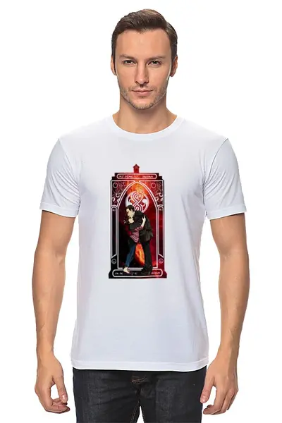 Заказать мужскую футболку в Москве. Футболка классическая Девятый Доктор и Сьюзан (Ninth Doctor and Susan) от Cosmic Shine - готовые дизайны и нанесение принтов.