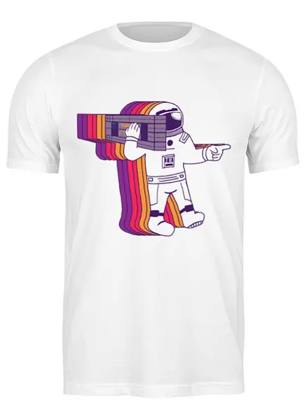 Заказать мужскую футболку в Москве. Футболка классическая Космонавт от coolmag - готовые дизайны и нанесение принтов.