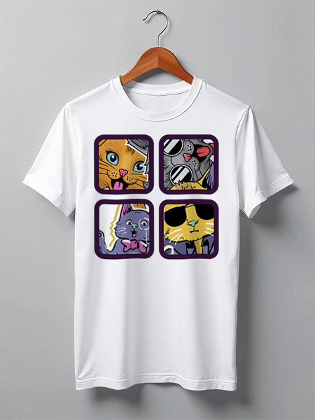 Заказать мужскую футболку в Москве. Футболка классическая Cats Here от oneredfoxstore@gmail.com - готовые дизайны и нанесение принтов.