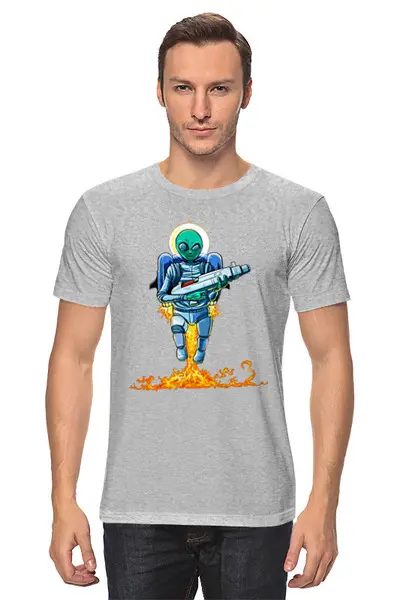 Заказать мужскую футболку в Москве. Футболка классическая Пришелец от Print design  - готовые дизайны и нанесение принтов.
