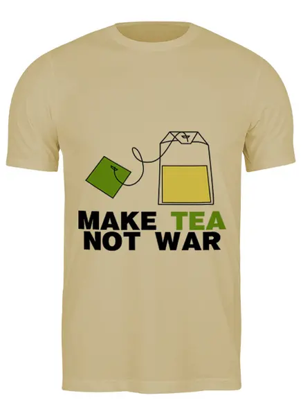 Заказать мужскую футболку в Москве. Футболка классическая Make Tea Not War от Printio - готовые дизайны и нанесение принтов.