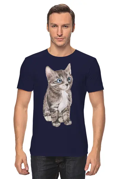 Заказать мужскую футболку в Москве. Футболка классическая Cats Here от oneredfoxstore@gmail.com - готовые дизайны и нанесение принтов.