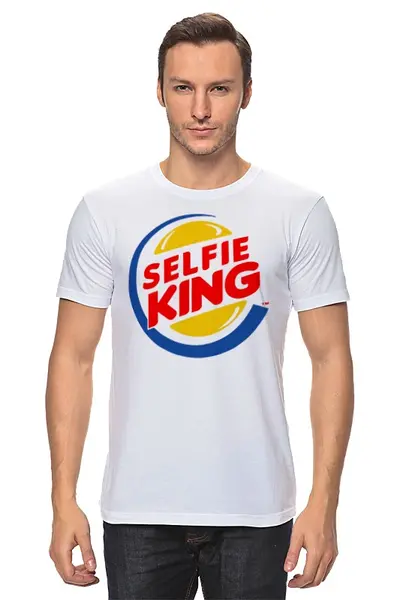 Заказать мужскую футболку в Москве. Футболка классическая Король Селфи (Selfie King) от coolmag - готовые дизайны и нанесение принтов.